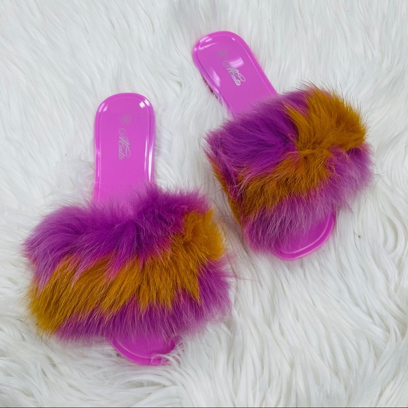 Pink fur jelly sandal - Picture 3 of 6